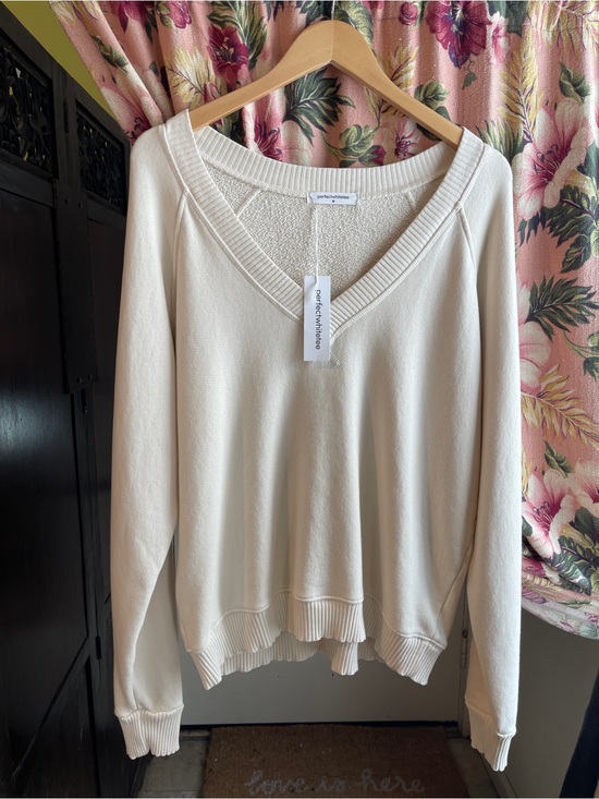 perfectwhitetee Tops - Perfect white tee Cream V-Neck Lightweight Sweatshirt